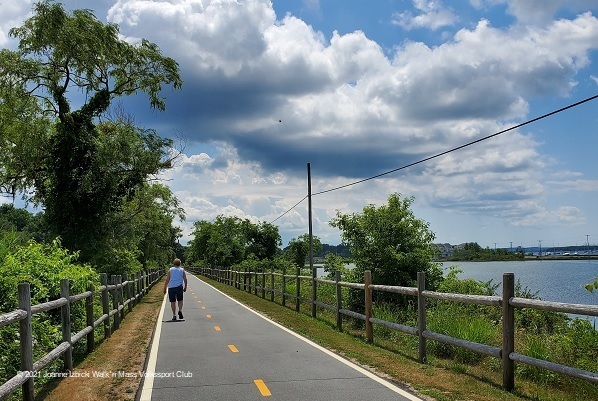 The East Bay Bike Path on the Bristol RI seasonal walk route that gives walkers views of Narragansett Bay and stunning skyscapes. 
	This part of the trail qualifies for the rails-to-trails special program.
